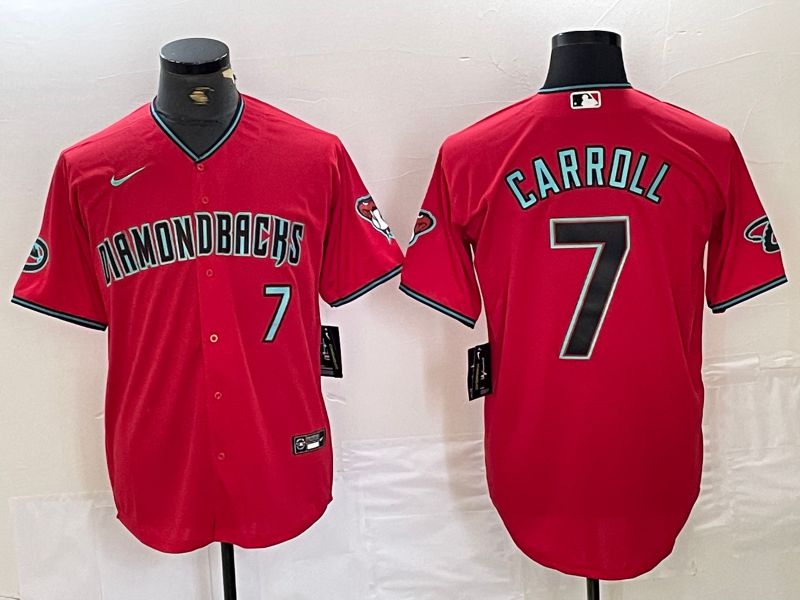 Men Arizona Diamondback 7 Carroll Red Nike 2024 Game MLB Jersey style 1